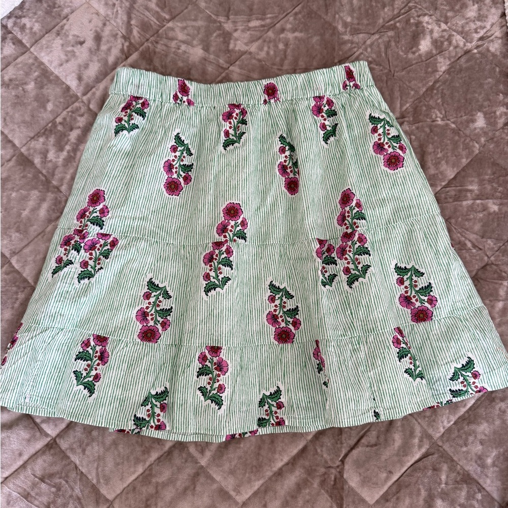J. Crew Factory Green and Pink Floral tiered Mini Skirt - Picture 3 of 5